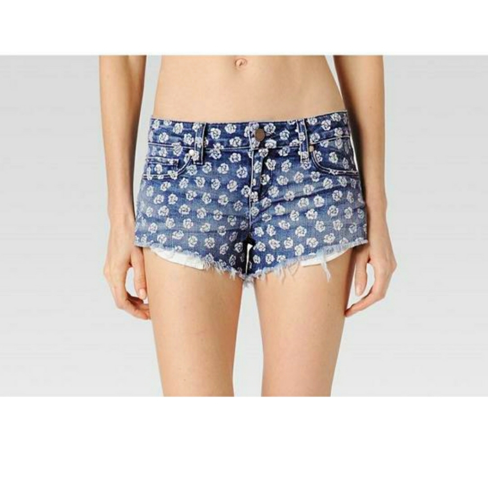 Paige Denim Echo Park White Rose Cut-Off Shorts Size 26